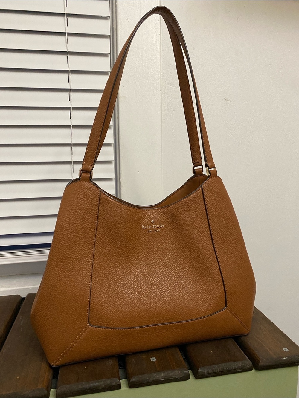 Kate Spade Lena triple compartment leather shoulder bag - Saddle Brown